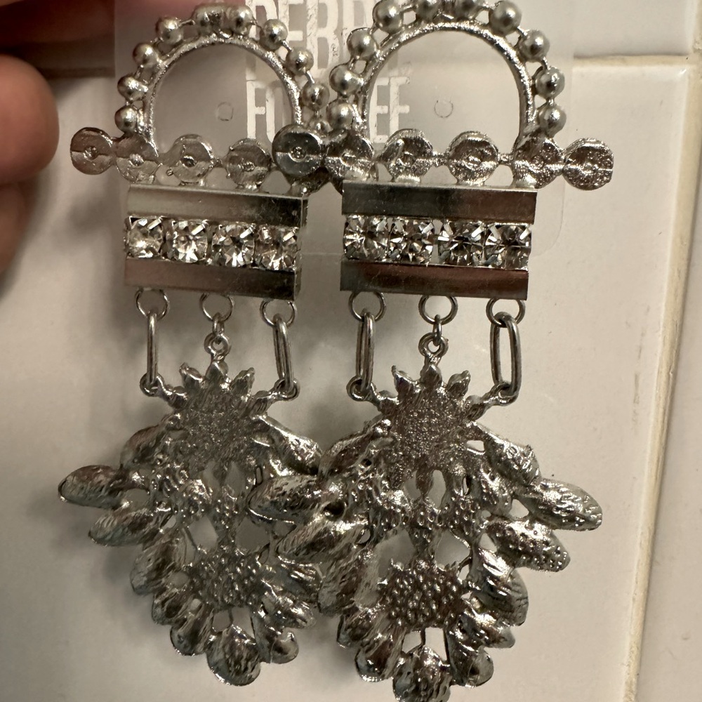 Elegant Silver Floral Drop Earrings